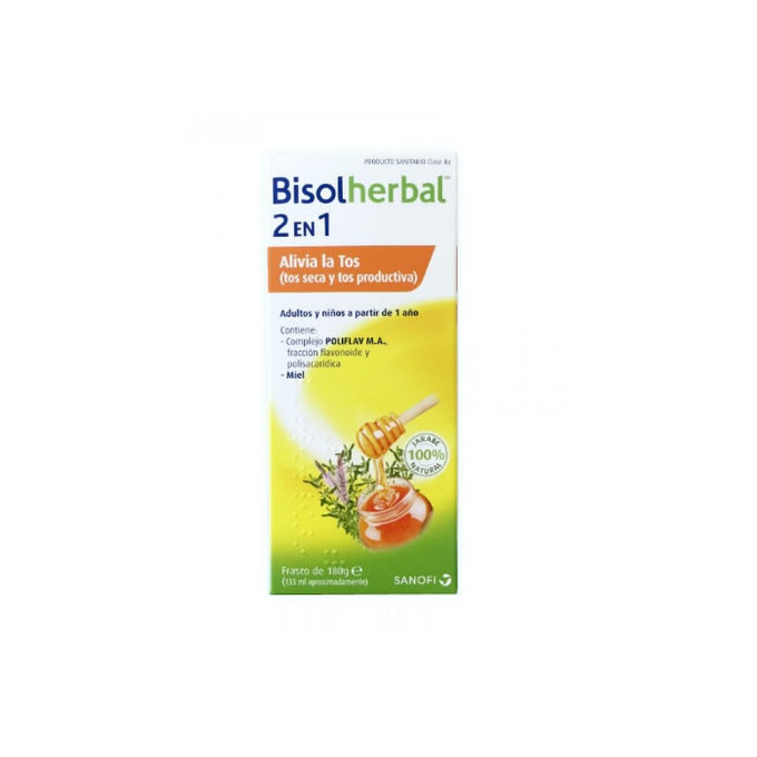 Bisolherbal 2 en 1 jarabe tos seca miel 133ml - Farmacia en Casa